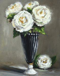Elegante Weiße Rosen Vase von Marina Kozyr