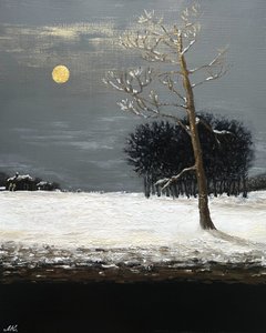 Goldener Mond in Winternacht von Marina Kozyr