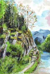 Gelassene Bergfluss Szene von Marina Kozyr