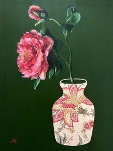 Lebendige rosa Blumenvase