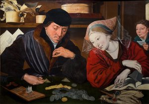 Der Bankier und seine Frau von Marinus van (follower of) Reymerswaele