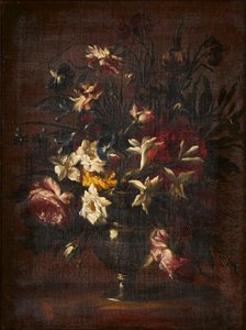 Ein Stillleben mit Blumen in einer Glasvase