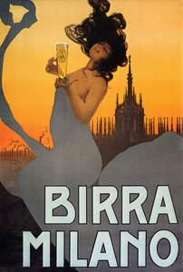 Werbeplakat für Birra Milano, Italien, ca. 1900 von Mario Borgoni