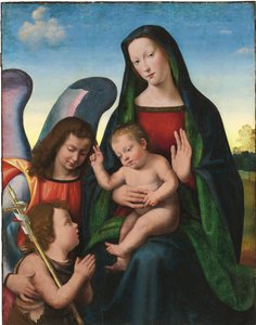 Die Madonna und das Kind mit dem jungen Johannes dem Täufer und einem Engel