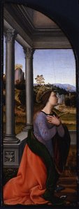 Triptychon, linke Tafel: Heilige Katharina von Alexandria, 1500