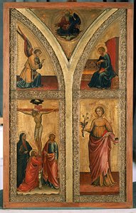 Altarflügel, der die Kreuzigung, Heilige Dorothea und andere Heilige darstellt von Mariotto di Nardo