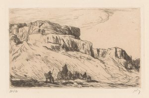 Karawane mit Kamelen in Wüstenlandschaft