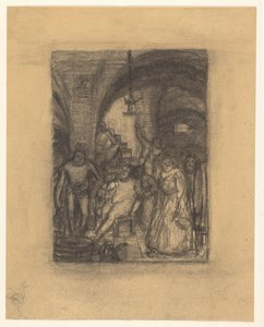 Versammlung, möglicherweise ein Bacchanal, in einem Raum mit Gewölben von Marius Holleman (signed by artist)