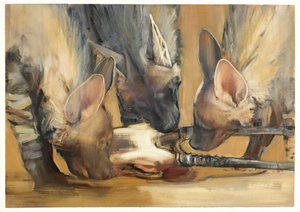 Rudelangriff (Junge gestreifte Hyänen) von Mark Adlington