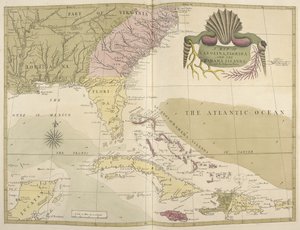 Eine Karte von Carolina, Florida und den Bahamas von Mark Catesby
