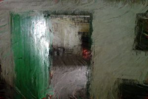 Irische Hüttenszene - grüne Tür