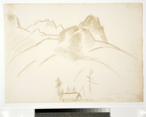 Berglandschaft mit Haus im Vordergrund, 1933 von Marsden Hartley