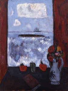 Sommer, Meer, Fenster, roter Vorhang, 1942