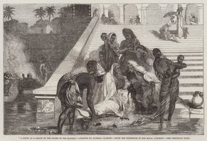 Eine Szene an einem Ghat am Ufer des Ganges, aus der Ausstellung der Royal Academy von Marshall Claxton