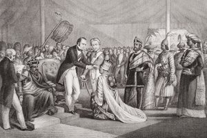 Großer Durbar in Cawnpore nach der Niederschlagung des Sepoy-Aufstands, 1858, aus 