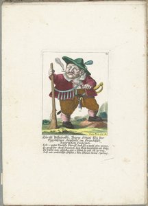 Der Zwerg Christl Vestnbalkh, ca. 1710 (Christl Vestnbalkh, Bürg Schütz beij der Tijrolischen Steinfalle im Französischen Baijrischen Einbruch) (Il Callotto resurcitato oder Neu eingerichtes Zwerchen Cabinet) von Martin Engelbrecht (attributed to)