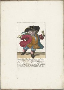 Der Zwerg Gilles Platfues als französischer Tanzmeister, ca. 1710 von Martin Engelbrecht (attributed to)