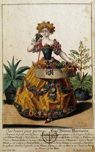 Ehemaliger Beruf: Ein Garten für den Boden. Gravur von Martin Engelbrecht, in „Neue Versammlung der manouvries habilles“, 18. Jahrhundert, Deutschland