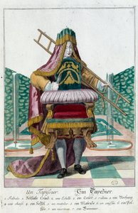 Metier: Eine Polsterei. Gravur von Martin Engelbrecht (1684-1756), in „Neue Versammlung der manouvries habilles“ 18. Jahrhundert, Deutschland. Paris, Kunstgewerbemuseum von Martin Engelbrecht