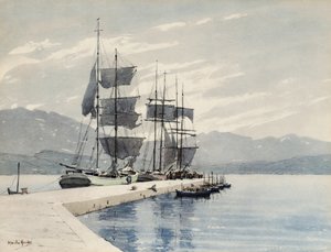 Segelschiffe an einem Kai