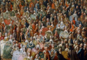Fest zu Ehren von Maria Theresia, Kaiserin von Österreich, des zukünftigen Kaisers Joseph II. und seiner Frau Isabella von Parma, am 10.10.1760. Detail von Martin Meytens the Younger