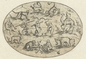 Ovaal mit vierzehn Tieren