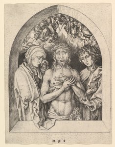 Christus als Schmerzensmann mit der Jungfrau und St. Johannes, ca. 1435-1491 von Martin Schongauer