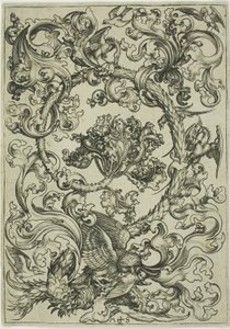 Ornament mit Eule, verspottet von Tagvögeln von Martin Schongauer