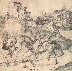 Bauernfamilie auf dem Weg zum Markt, zwischen 1473 und 1475 von Martin Schongauer