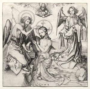 Die Taufe Christi im Jordan, um 1480-90 von Martin Schongauer