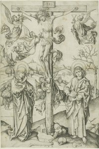 Die Kreuzigung mit vier Engeln von Martin Schongauer