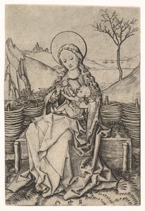 Jungfrau und Kind auf einer grasbewachsenen Bank, ca. 1435-1491 von Martin Schongauer
