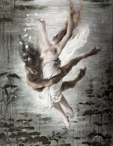 Meeresmonster entführt eine junge Frau (Detail), Allegorien, Martin Gerlach, ca. 1900