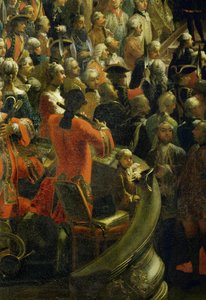 Mozart als Junge in der Musikerloge während des Zeremoniellen Abendessens (Öl auf Leinwand)