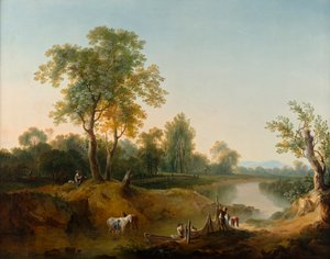 Reiter und Fischer in einer Flusslandschaft von Martin von Molitor