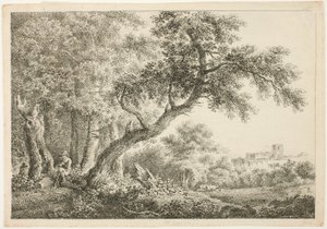 Wanderer ruht im Wald von Martin von Molitor
