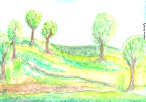 Blick auf den Garten im Frühling