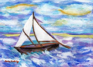 Das Fischerboot (Hommage an Vincent van Gogh) von Martina Konitzky