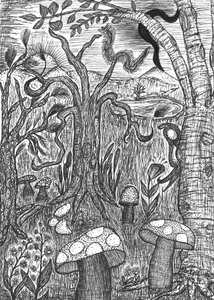 Landschaft mit Pilzen von Martina Konitzky