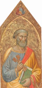 Heiliger Petrus, mit dem heiligen Jakobus Major oben, [linkes Panel], ca. 1415-1420 von Martino di Bartolomeo di Biagio