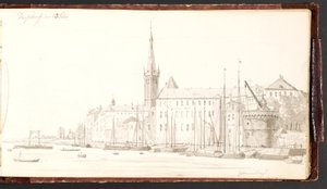 Düsseldorf vom Rhein aus gesehen von Martinus Rørbye