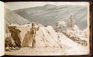 Ein Mann am Klatschstein im Vestfjordtal von Martinus Rørbye