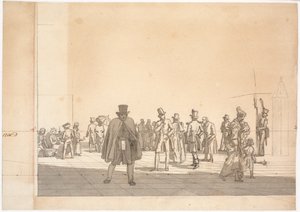 Vorstudie zum Gemälde "Arrestgebäude beim Rathaus und Gerichtshaus" von Martinus Rørbye