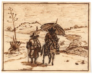 Italienische Landschaft mit Eselreiter und einem Gehenden von Martinus Rørbye