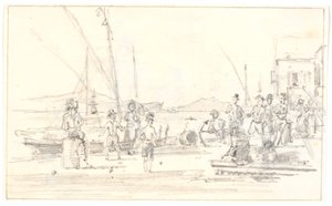 Teil des Hafens von Palermo von Martinus Rørbye