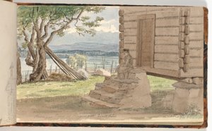 Landschaft mit Almhütte