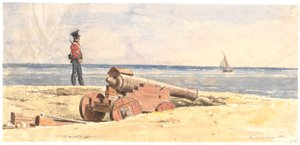 Wache und Kanone am Strand bei Frederikshavn von Martinus Rørbye