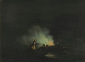 Die Überfahrt von Matthijs Beelaerts, Kommandant der Nationalgarde, nach Papendrecht in der Nacht des 22. November 1813