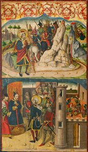 Der heilige Christophorus trifft Satan, der heilige Christophorus vor dem König von Lykien, 1480-85