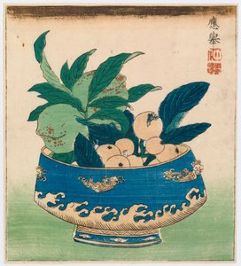 Pfirsiche und Japanische Wollmispeln von Maruyama Okyo